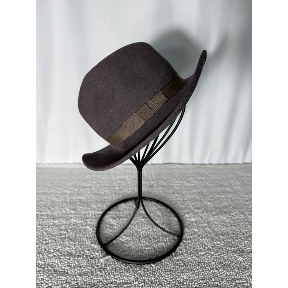 VTG Woolmark Brown Wool Felt Fedora Hat Made in‎ USA Small Grosgrain Ribbon Trim